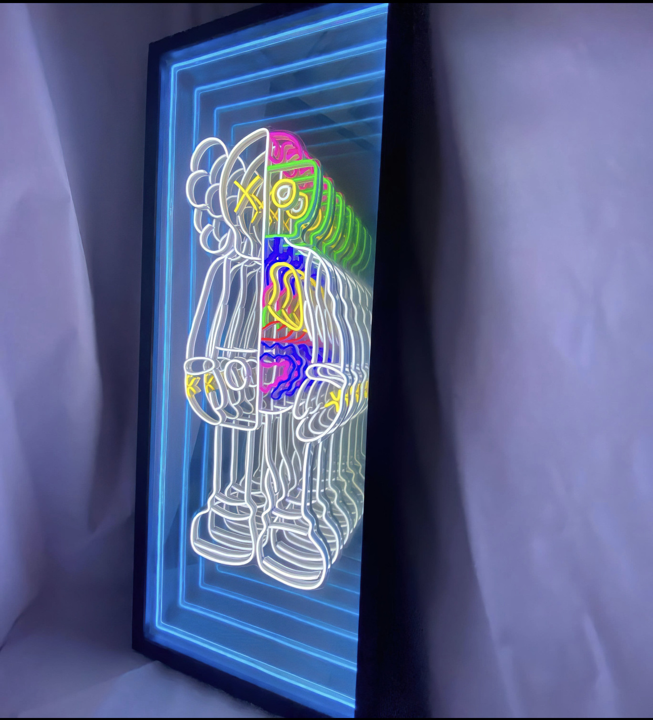 Custom kaws neon sign infinity light mirror infinite led mirror neon infinity mirror for decor