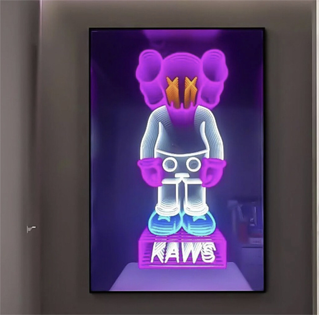 Custom kaws neon sign infinity light mirror infinite led mirror neon infinity mirror for decor