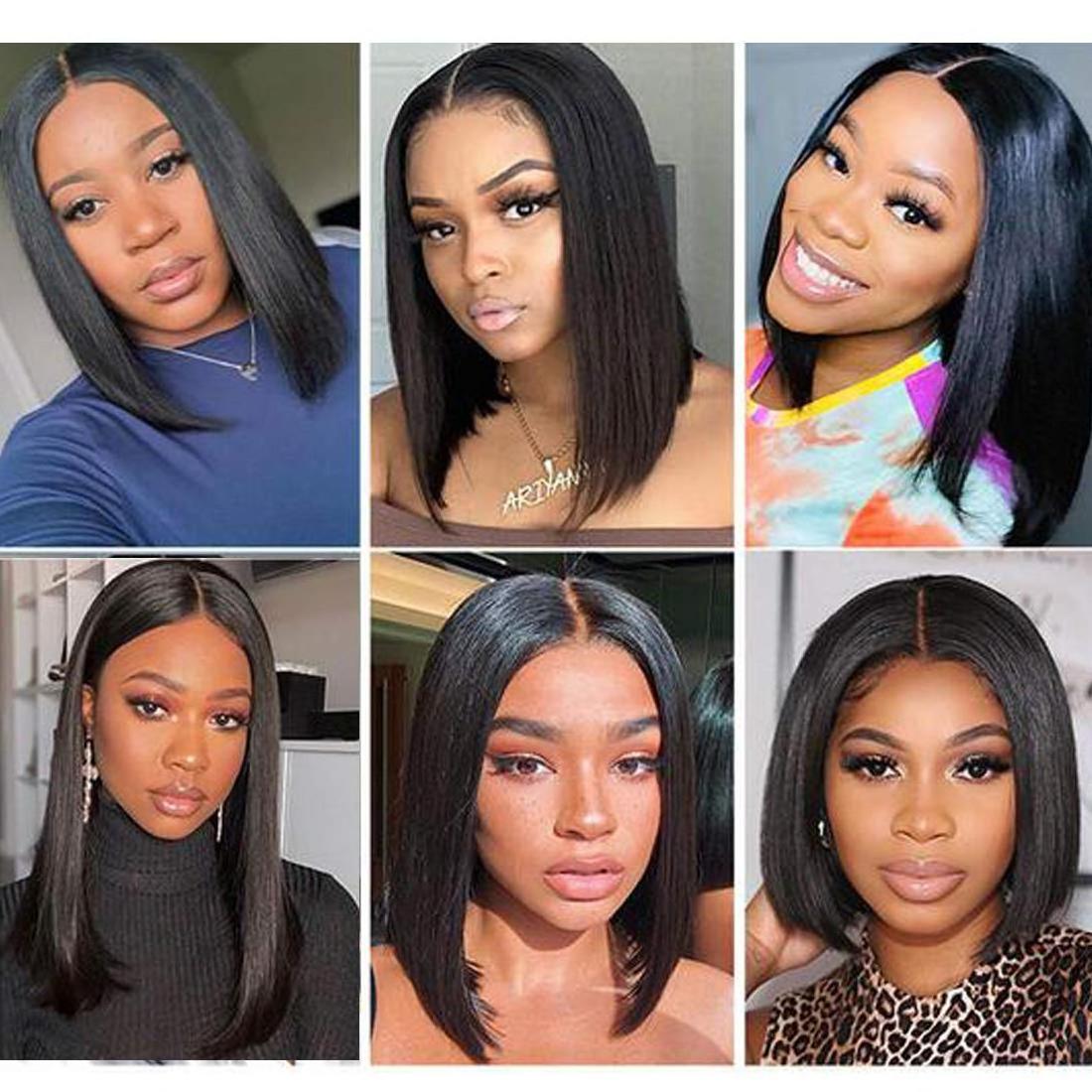 Wholesale Short Bobo 13x4 Swiss Lace Front Wig for Black Women Natural Straight Wave Brazilian Human Remy Hair Lace Front Wig