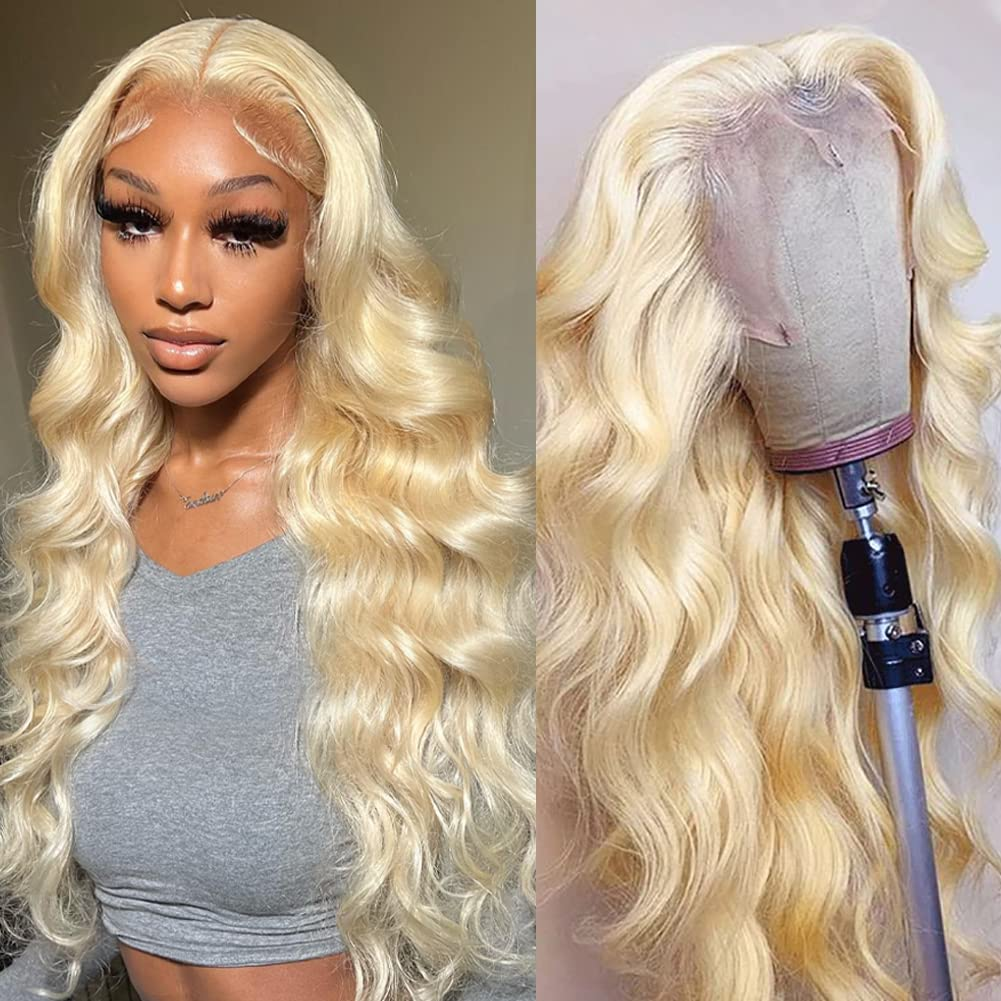 180% Density Raw Virgin Indian Hair 13X6 613 Blonde Body Wave HD Transparent Lace Frontal Human Hair Wigs for Black Women