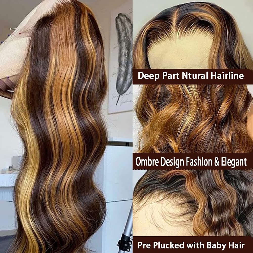 Best Quality Piano Hair Color 4/27 Highlight Hd Lace Frontal Wig Vietnam Hair Body Wave Highlight Wig 13X6 Underneath Bleached