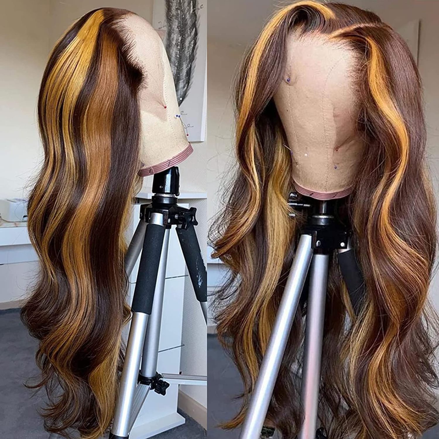 Best Quality Piano Hair Color 4/27 Highlight Hd Lace Frontal Wig Vietnam Hair Body Wave Highlight Wig 13X6 Underneath Bleached