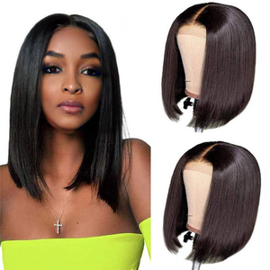 Wholesale Short Bobo 13x4 Swiss Lace Front Wig for Black Women Natural Straight Wave Brazilian Human Remy Hair Lace Front Wig