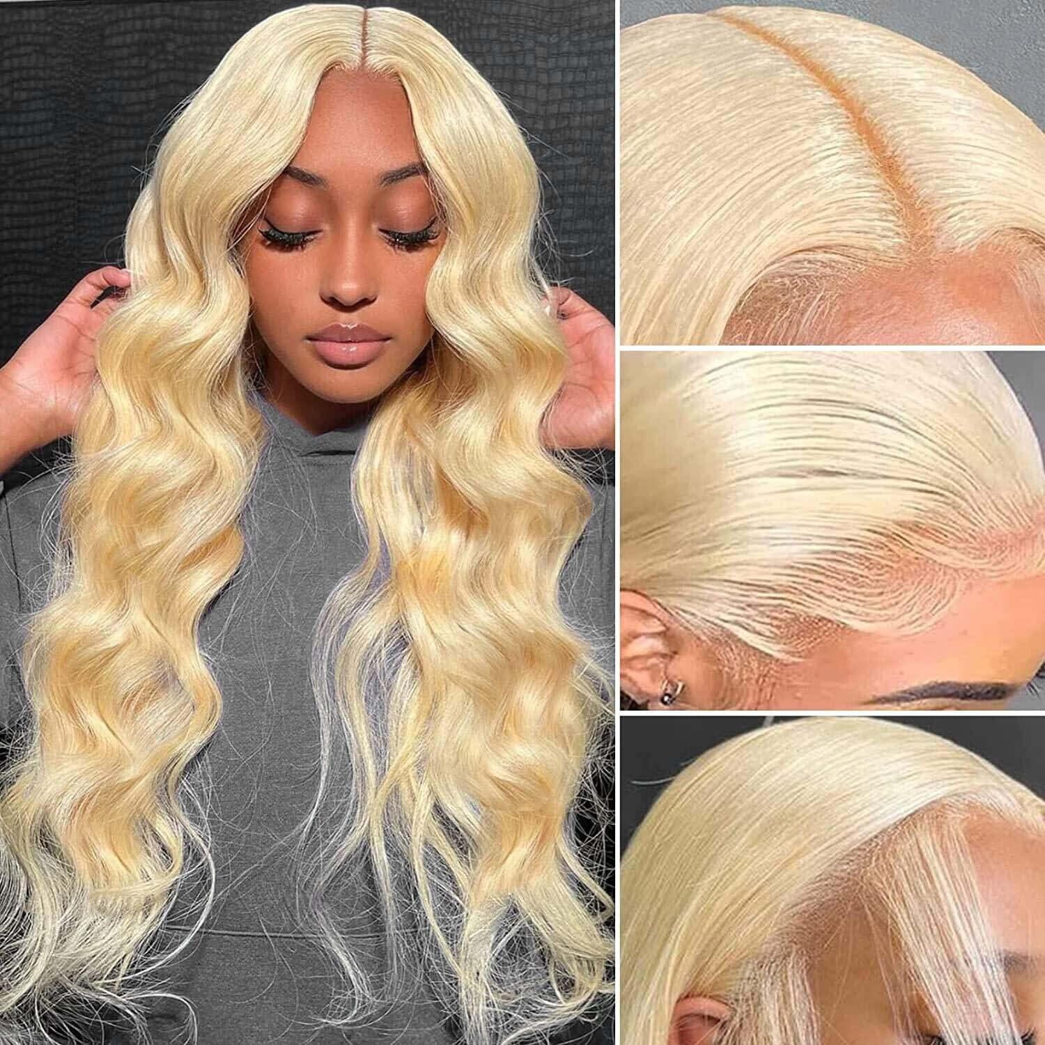 180% Density Raw Virgin Indian Hair 13X6 613 Blonde Body Wave HD Transparent Lace Frontal Human Hair Wigs for Black Women