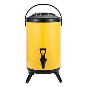 YIHAI 8L/10L/12LBubble Tea Container Commercial restaurant bubble tea buckets stainless steel milk tea warm blacker Yellow