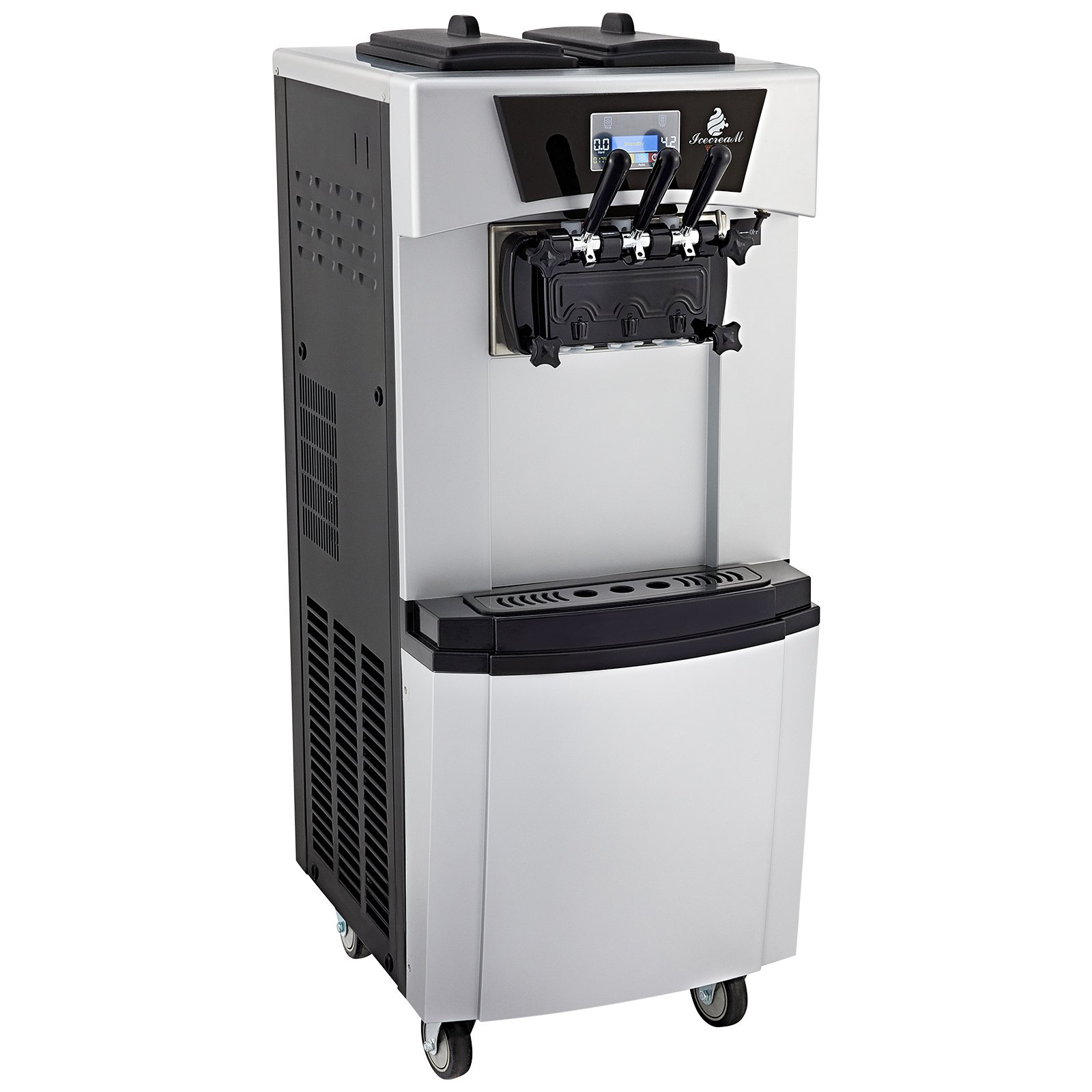 Ice Cream Machine 20-30L/H Soft Ice Cream Maker 2+1 Flavors Soft Serve Machine 2450W Frozen Yogurt Maker for Snack Bar Cafe