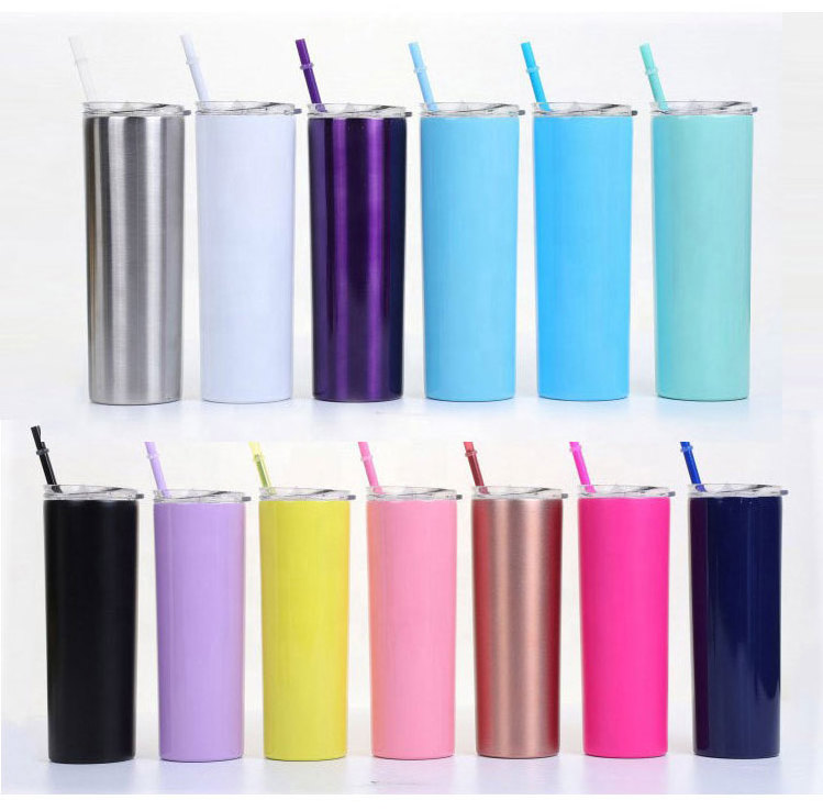 Wholesale Custom 30/20oz Double Walled Stainless Steel Blank Vacuum skinny cup Coffee Tumbler With  Lid and Straw Leak Free