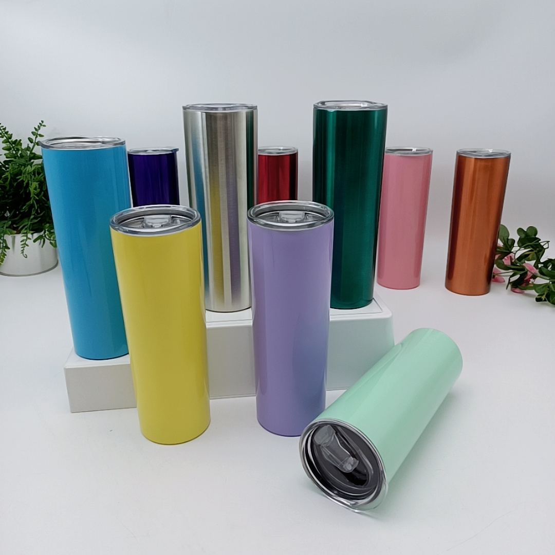 Wholesale Custom 30/20oz Double Walled Stainless Steel Blank Vacuum skinny cup Coffee Tumbler With  Lid and Straw Leak Free