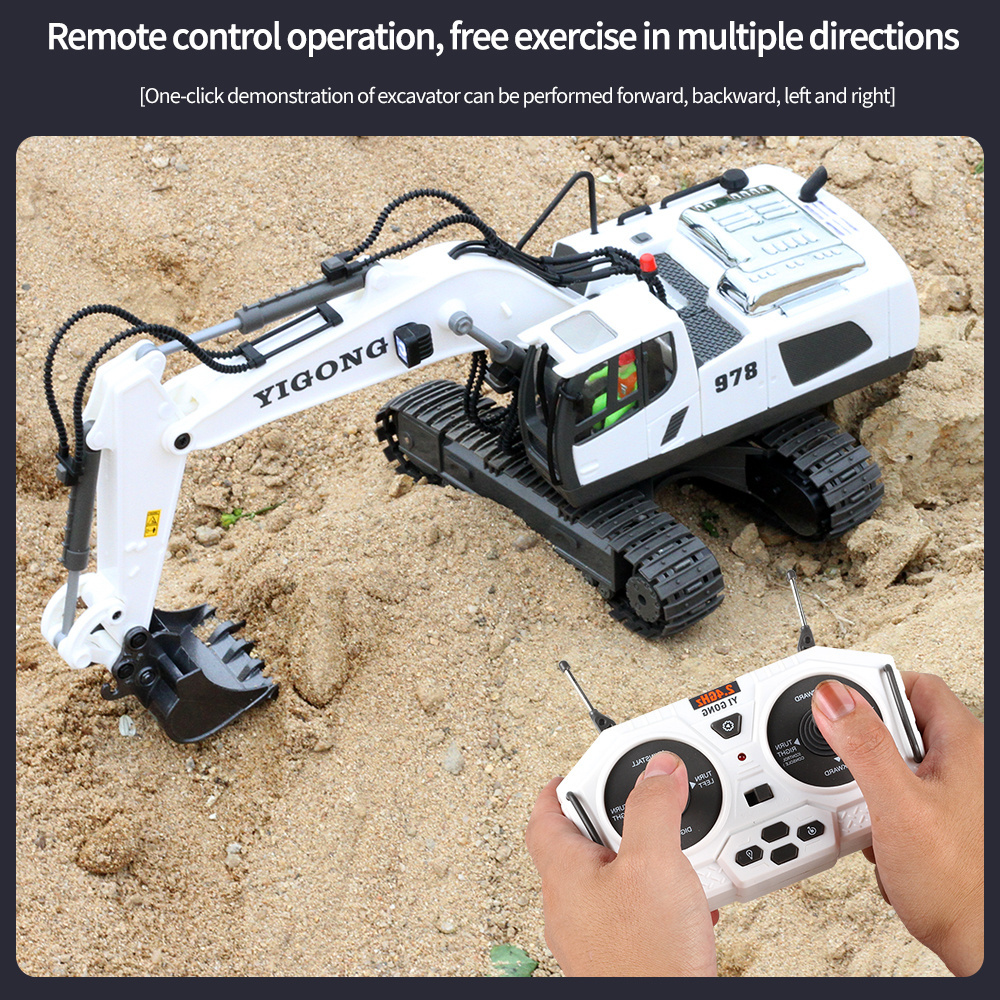 New Simulation Electric Excavator Toy Car 1/20 11 Channel Alloy Remote Controlled Hydraulic