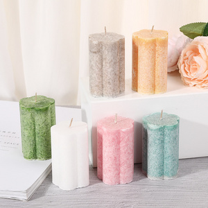 Wholesale 5cm*10cm Creative Handmade Ice Flower Column Pillar Scented Candle Household Decor Wedding Church Scented Candle