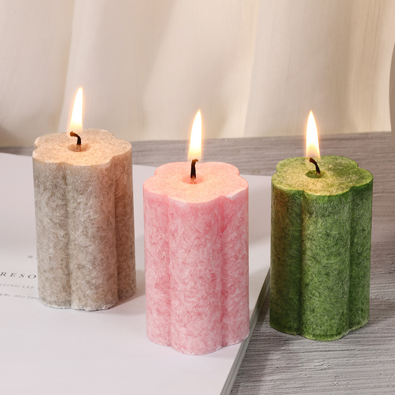 Wholesale 5cm*15cm Creative Handmade Ice Flower Column Pillar Scented Candle Household Decor Wedding Church Scented Candle