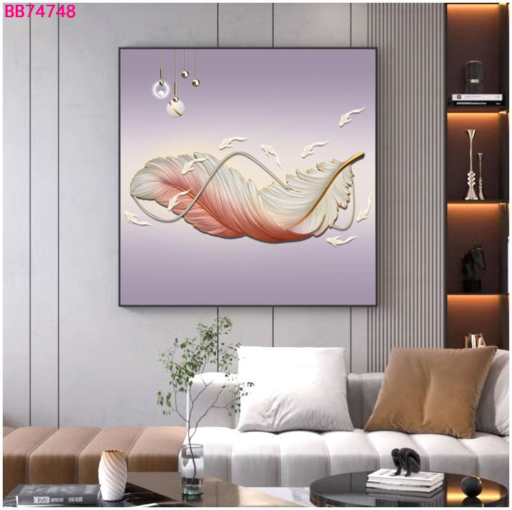 Creative the moon goes down abstract crystal porcelain modern glass painting with led home decor for living room