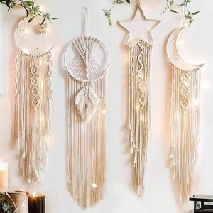 Macrame Dream Catcher Tapestry Boho Owl Star Moon Ramadan Macrame Wall Hanging Decoration Baby Kids Room Nursery Home Decor