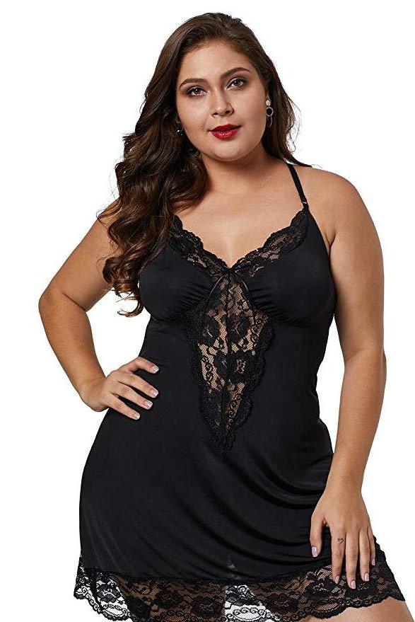 Ladies Sexy Sleeping Wear Plus Size Pajama Lace Sleepwear For Women Sexy Pretty Honeymoon Nighties Wear