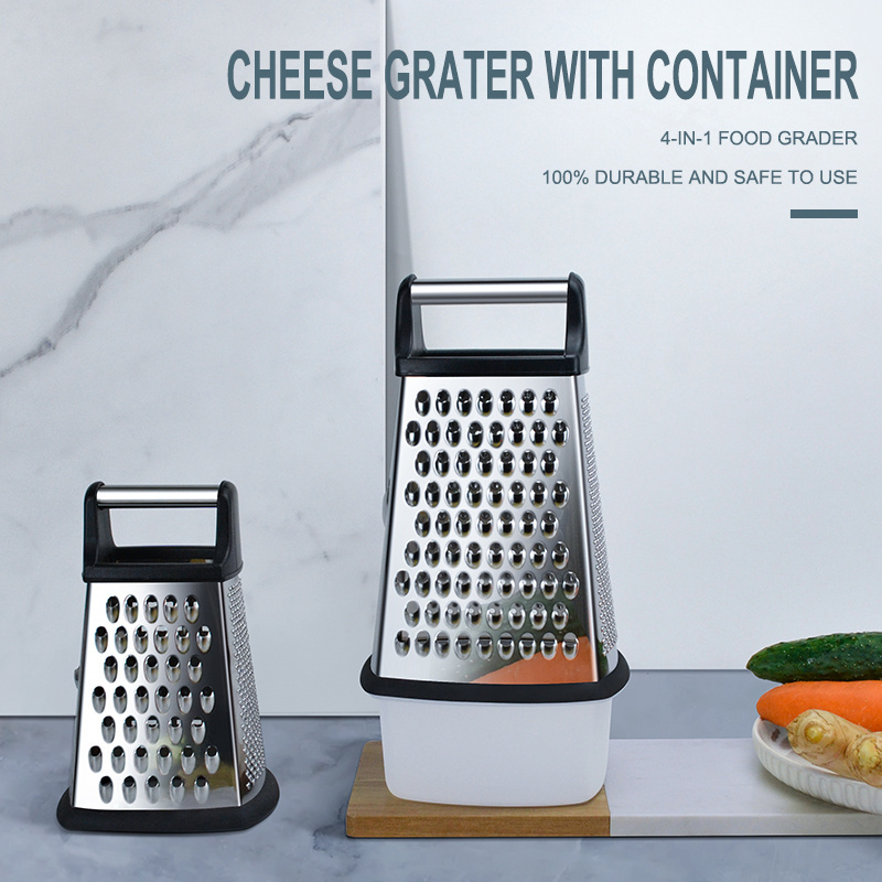 High quality Multi-functional Stainless Steel 4 Sided Food Vegetable Nutmeg Grater Cheese Box Grater