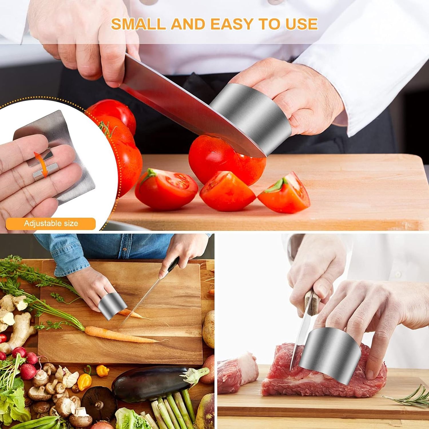 kitchen Gadgets Stainless Steel Knife Shields Guards   Finger Protector Guard for fruit vegetable cutting