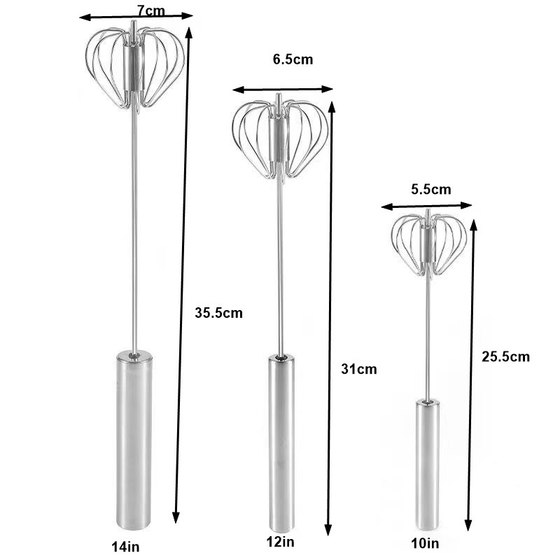 Stainless Steel Baking Tool  Egg Tools Manual Hand Mixer Self Turning Stirrer  10