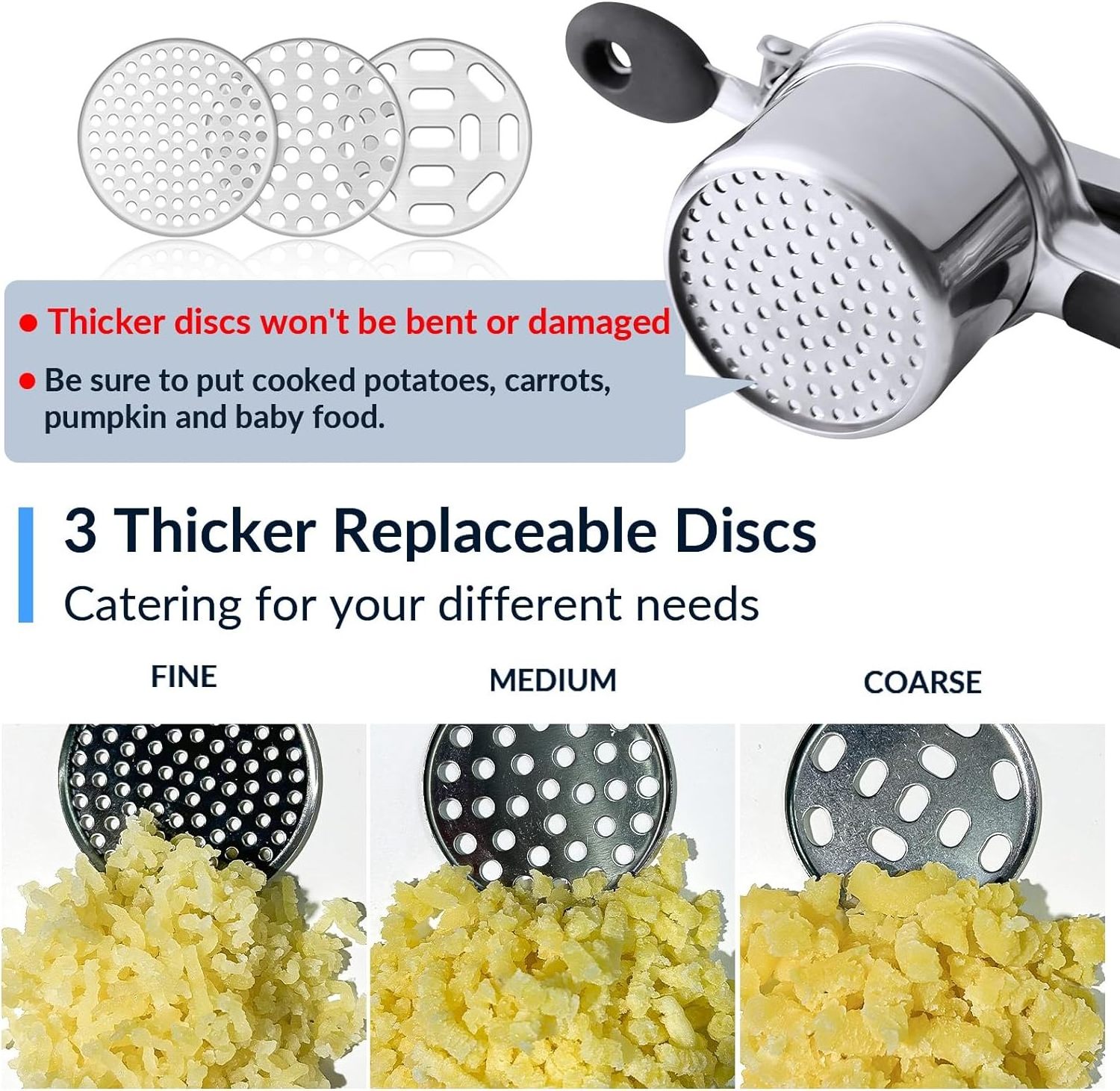 Hot Selling AMZ Potato Ricer 3 in 1 Potato Masher Kitchen Gadget Vegetables Presser