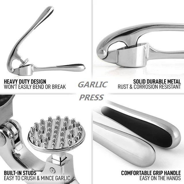 Hot Sale Zinc Alloy Garlic Press Sturdy Garlic Mincer Ginger Squeezer Premium Kitchen Gadget Garlic Twister