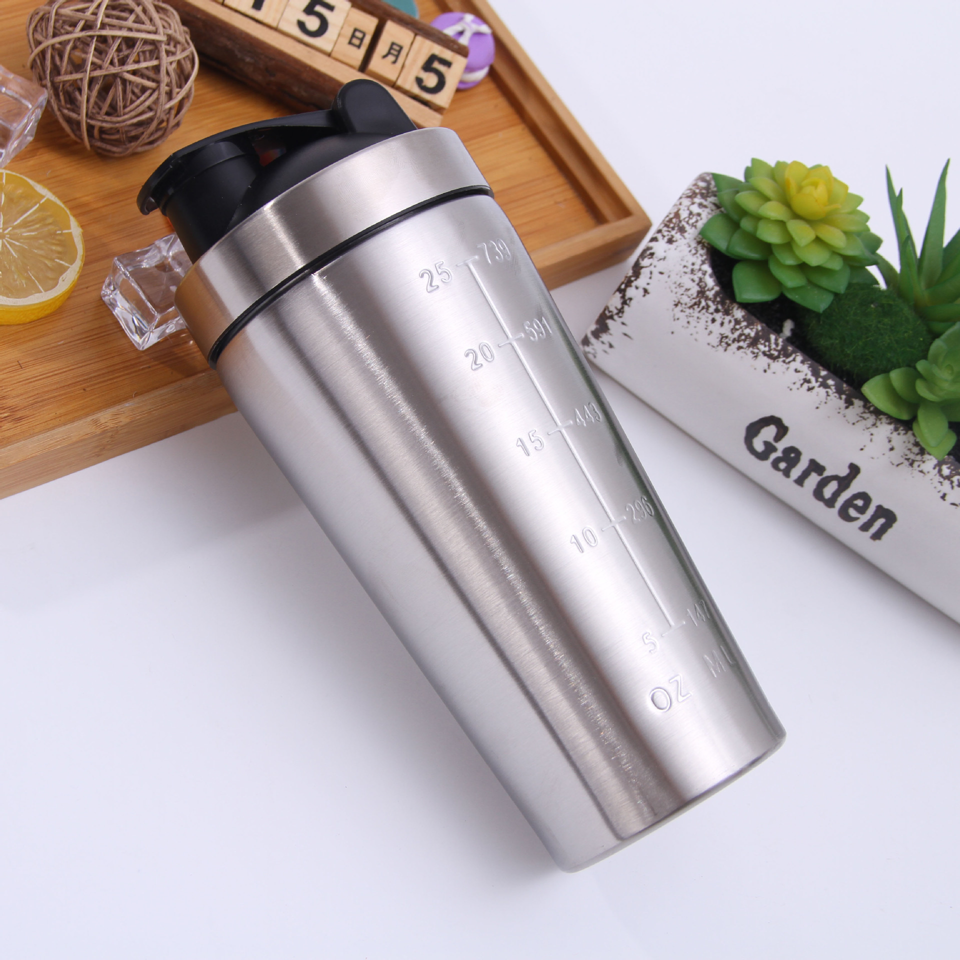 2023 high quality Wholesale Gym Metal Protein Cup Single wall Insulation stainless steel shaker bottle