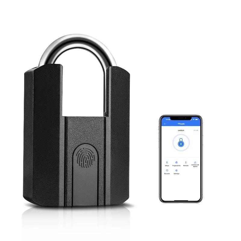 Waterproof Padlock  Unlocking Black Heavy Duty Combination Lock Weatherproof Security Padlock Luggage Fingerprint Lock