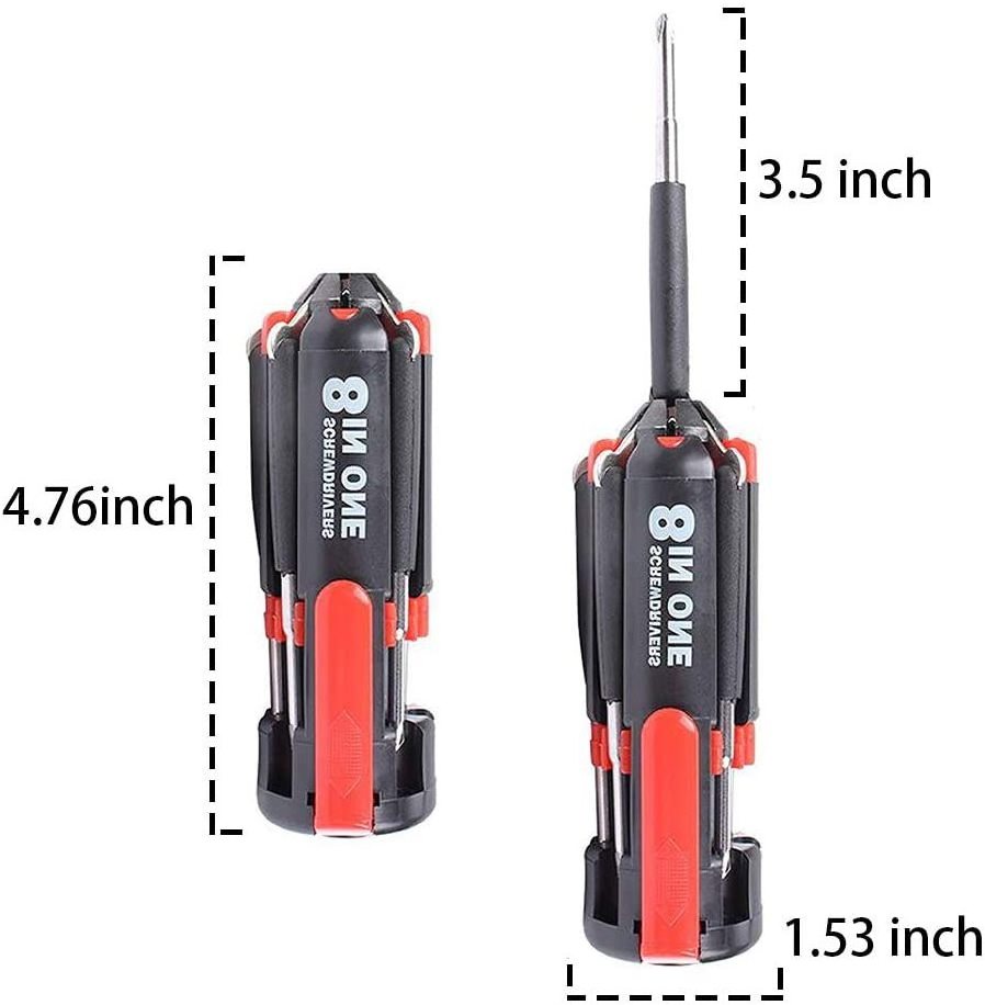 Pocket 8 in 1 Screwdriver LED Light Multi-function Repair Tools Slotted/Phillips Screwdriver Outdoor Emergency Lighting Survival