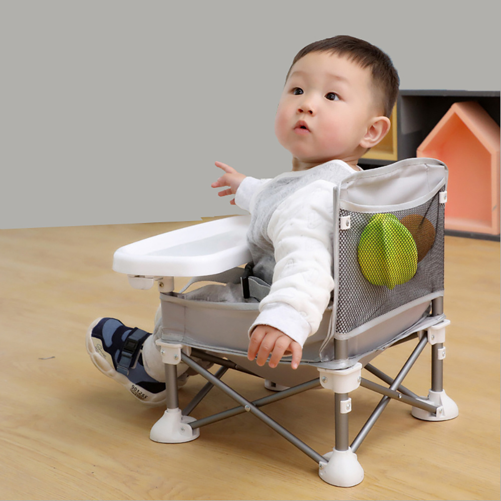 Outdoor baby beach dinning Chair Mini Folding Portable Camping Chair for Kids Travel Booster Seat With Tray