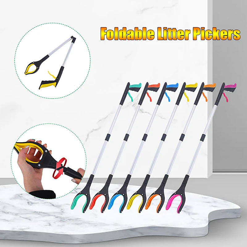 1PCSFoldable Litter Clip Portable Long Handle Picker Arm Extender Garden Garbage Grabber Pick Up Tools