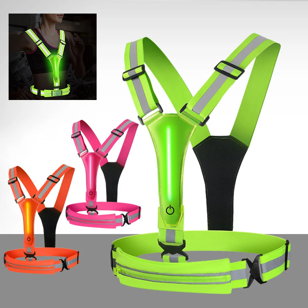 Outdoor Adjustable Safety Vests Night Walking Highlight Reflective Vest Lightweight Biking Safety Straps Waterproof Running Gear