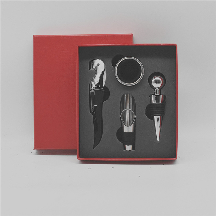 Top Seller 2022 Bar Tools Wine Bottle Opener 4pcs Set Creative Personalized Stainless Steel Wine Corkscrew Gift Box