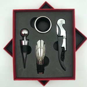 Top Seller 2022 Bar Tools Wine Bottle Opener 4pcs Set Creative Personalized Stainless Steel Wine Corkscrew Gift Box