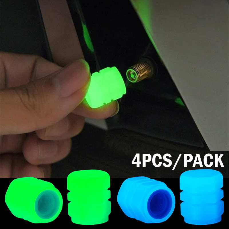 8pcs Car Luminous Tire Valve Caps Fluorescent Night Glowing Motorcycle Bicycle Bike Wheel Tyre Hub Valve Stem Caps Decor 1/ 4pcs