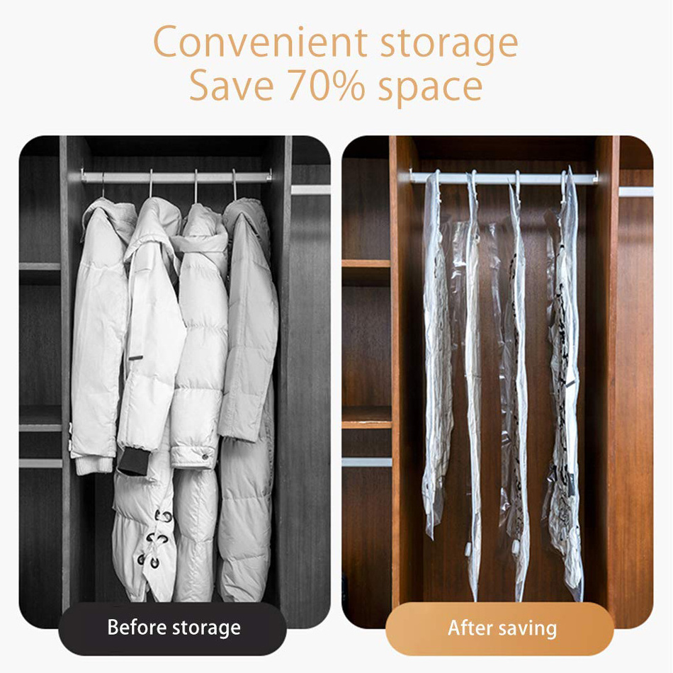 Hanging Storage Bags Space Saving Vacuum Sealing Organizer With Hanger Home Wardrobes Closet Dust Cover For Storing Clothes