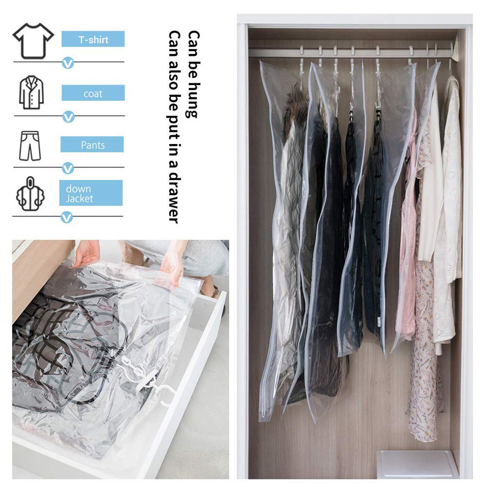 Hanging Storage Bags Space Saving Vacuum Sealing Organizer With Hanger Home Wardrobes Closet Dust Cover For Storing Clothes