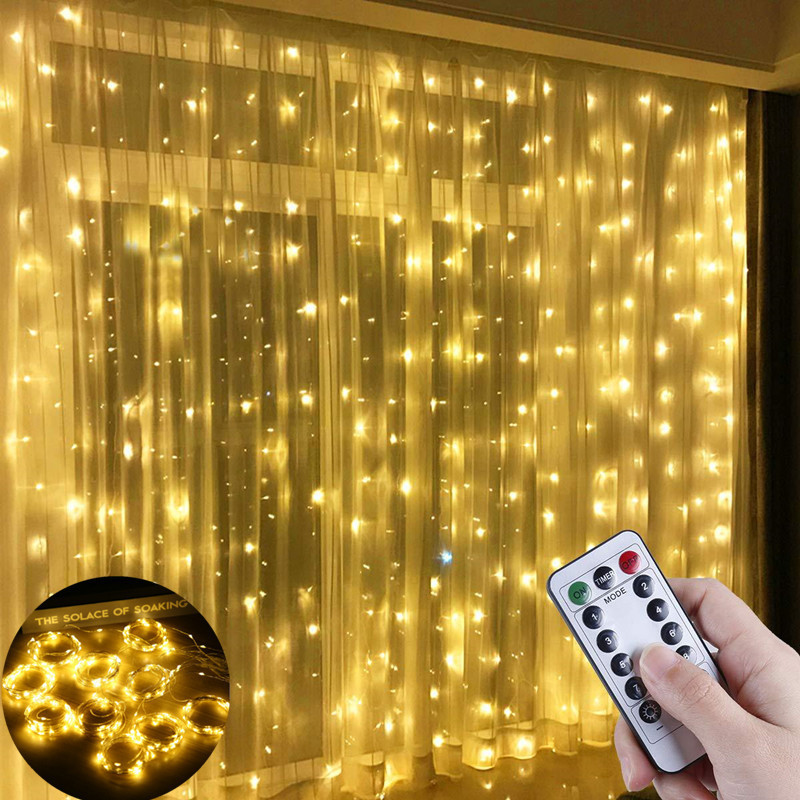 Curtain LED String Lights Fairy Christmas Decoration With Remote Control 8Mode Wedding Garland Lamp 3M For Bedroom Home Holiday