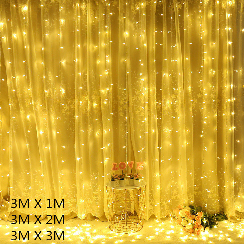 Curtain LED String Lights Fairy Christmas Decoration With Remote Control 8Mode Wedding Garland Lamp 3M For Bedroom Home Holiday