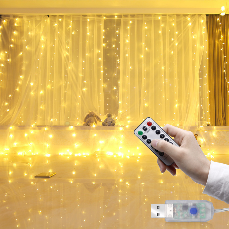 Curtain LED String Lights Fairy Christmas Decoration With Remote Control 8Mode Wedding Garland Lamp 3M For Bedroom Home Holiday