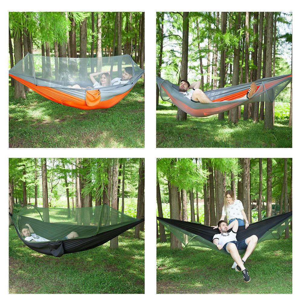 Outdoor Camping Hammocks with Mosquito Net 1-2 Person Portable Travel Camping Fabric Hanging Swing Hammocks Bed Garden Furniture