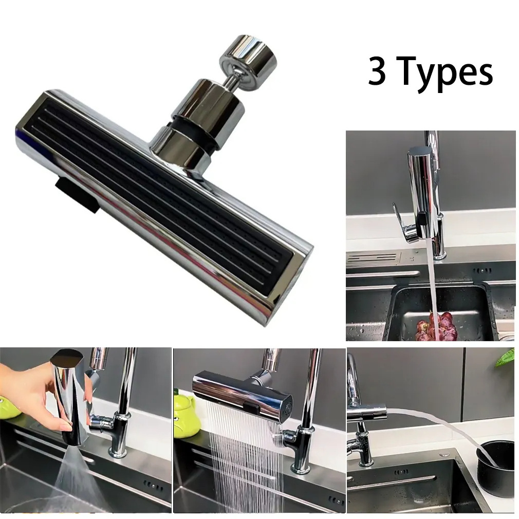 Waterfall Kitchen Faucet Modern Design Thread Anti-Splash Device Rotary Bubbler Booster Extension Spout Universal Fitting