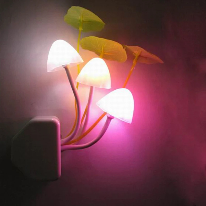 20V 3 LED Wall Light-control Sensor Night Light Induction Dream Fung Mushroom Lamp Home Bedroom Decoration EU & US Plug