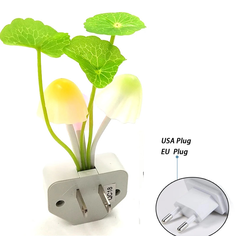 20V 3 LED Wall Light-control Sensor Night Light Induction Dream Fung Mushroom Lamp Home Bedroom Decoration EU & US Plug