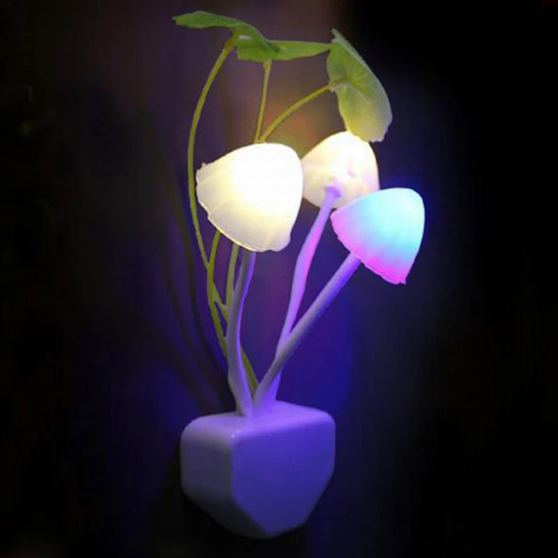 20V 3 LED Wall Light-control Sensor Night Light Induction Dream Fung Mushroom Lamp Home Bedroom Decoration EU & US Plug