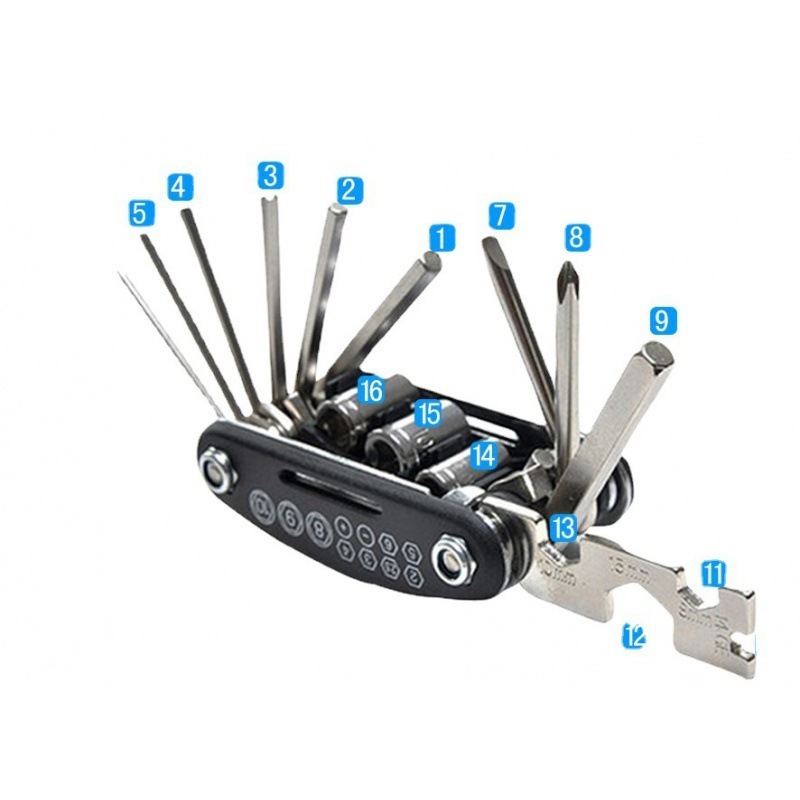 Multifunction 16 In1 Bicycle Repairing Set Bike Bike Repair Tool Kit Wrench Screwdriver Chain Hex Spoke Mountain Cycling Tools