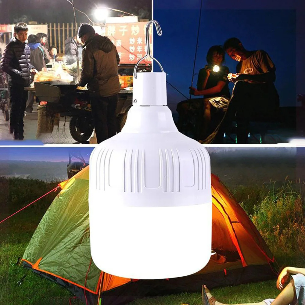 USB Rechargeable LED Bulb Camping Light 5 Lighting Modes Hanging Tent work light Portable Emergency Bulb for Garden Outdoor 20W