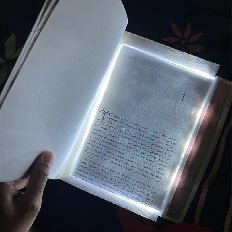 LED Book Light Eye Caring Flat Plate Panel Bookmark Light Portable Study Tools Night Vision Reading Lighting For Car Travel Bed