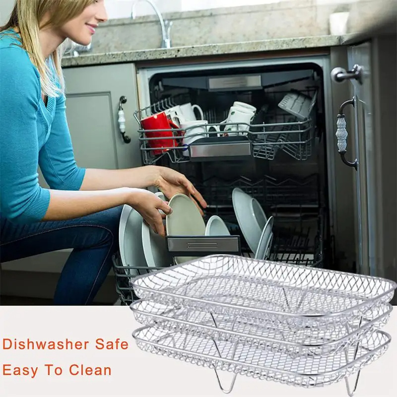 Air Fryer Rack Stainless Steel Steaming Racks Tray Air Fryer Accessories Baking Pan BBQ Gril Roasting Rack Cooking Kitchen Tools