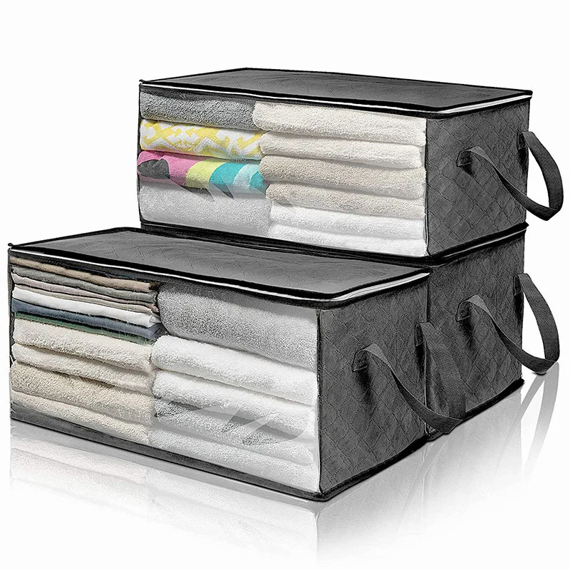 Large Capacity Folding Under Bed Quilt Blanket Home Clothes Storage Bag Durable Dustproof Zipper Closure Organizer With Handle