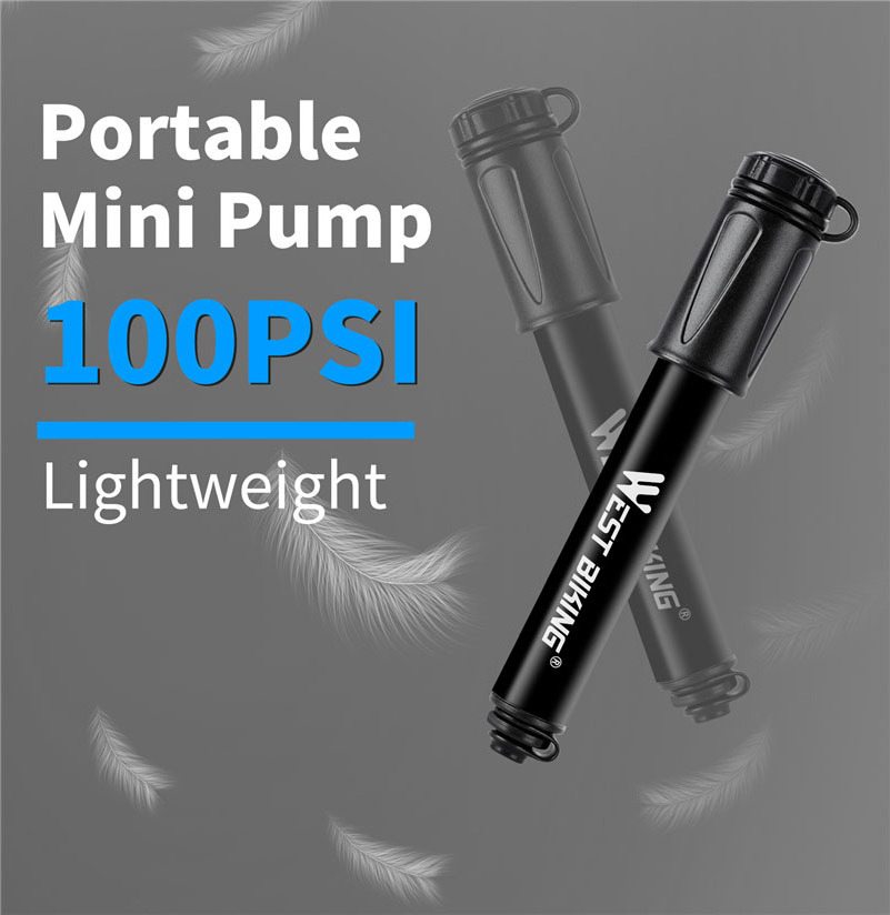 WEST BIKING 100Psi Mini Bike Pump Aluminum Alloy Bicycle Hand Air Pump Tire Inflator Schrader Presta Valve MTB Road Cycling Pump