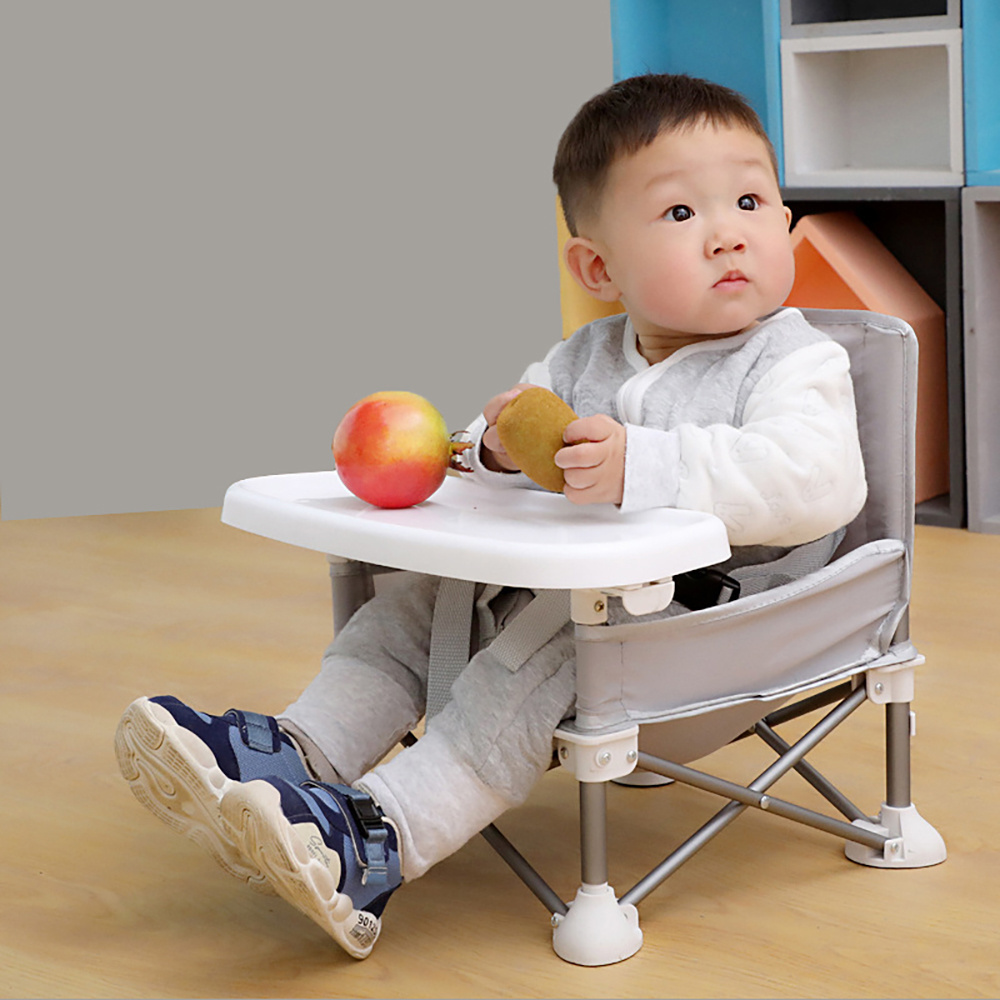 Outdoor baby beach dinning Chair Mini Folding Portable Camping Chair for Kids Travel Booster Seat With Tray