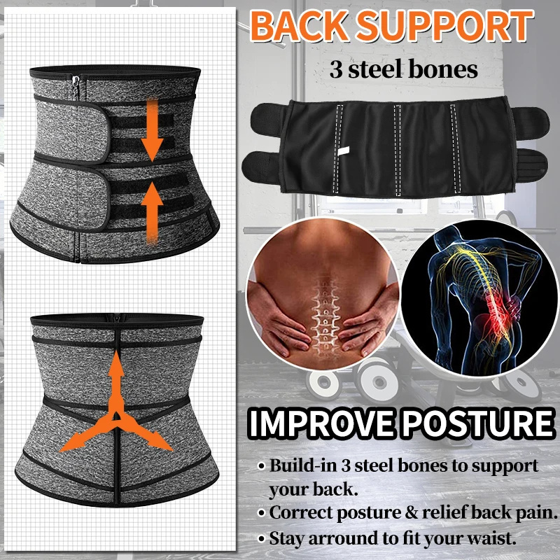 Men Slimming Shapewear Waist Trainer Belt Back Support Lumbar Belts Sauna Sweat Workout Tank Tops Shapewear Fat Burner